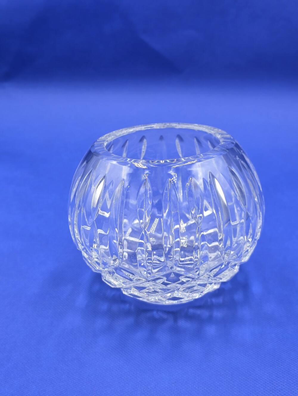 Vintage Cut Crystal Rose Bowl Votive Candle Holder Round Brilliant Cut Glass 4.5